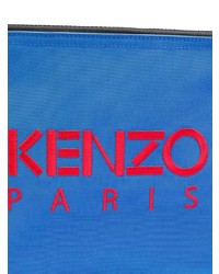 Pochette in pelle stampata blu di Kenzo