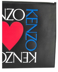 Pochette in pelle stampata nera di Kenzo