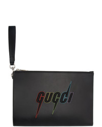 Pochette in pelle stampata nera di Gucci