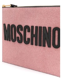 Pochette in pelle stampata rosa di Moschino