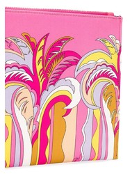 Pochette in pelle stampata rosa di Emilio Pucci