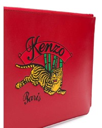 Pochette in pelle stampata rossa di Kenzo