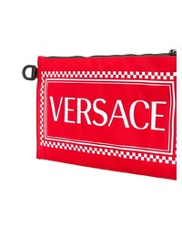 Pochette in pelle stampata rossa di Versace