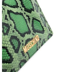 Pochette in pelle stampata verde di Moschino