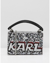 Pochette stampata argento di Karl Lagerfeld