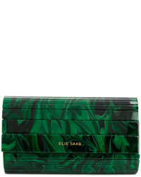 Pochette stampata verde scuro di Elie Saab
