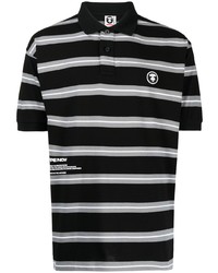 Polo a righe orizzontali nero di AAPE BY A BATHING APE