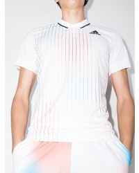 Polo a righe verticali bianco di adidas Tennis