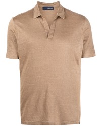 Polo di lino marrone chiaro di Lardini