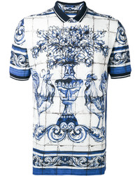 Polo stampato azzurro di Dolce & Gabbana