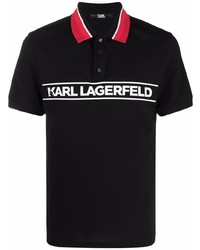 Polo stampato nero e bianco di Karl Lagerfeld