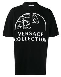 Polo stampato nero e bianco di Versace Collection