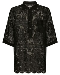 Polo stampato nero di Dolce & Gabbana