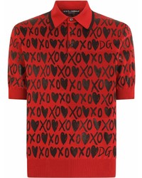 Polo stampato rosso di Dolce & Gabbana