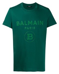 Polo stampato verde scuro di Balmain