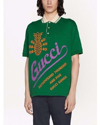 Polo stampato verde scuro di Gucci