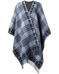 Poncho di lana scozzese grigio scuro di Alexander McQueen