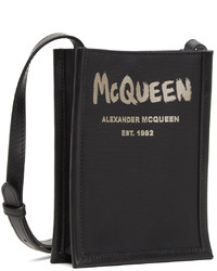 Portadocumenti da collo in pelle nero di Alexander McQueen