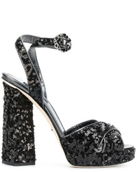 Sandali con paillettes neri di Dolce & Gabbana