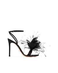 Sandali con tacco a fiori neri di Gianvito Rossi