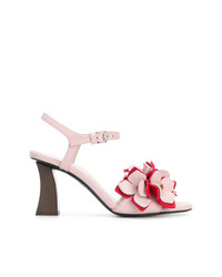 Sandali con tacco a fiori rosa di Marni