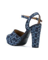 Sandali con tacco blu scuro di Sonia Rykiel