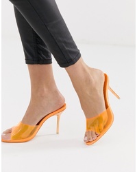 Sandali con tacco di gomma arancioni di Public Desire