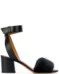 Sandali con tacco di pelliccia neri di Givenchy