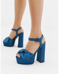 Sandali con tacco di raso blu di ASOS DESIGN