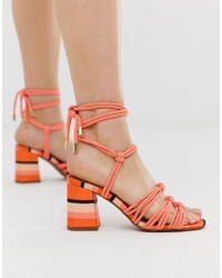 Sandali con tacco di tela arancioni di ASOS DESIGN