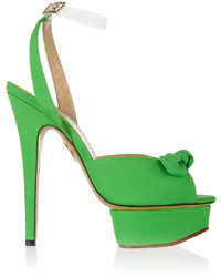 Sandali con tacco di tela verdi