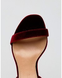 Sandali con tacco di velluto bordeaux di Asos