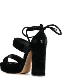 Sandali con tacco di velluto neri di Alexandre Birman