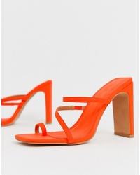 Sandali con tacco in pelle arancioni di ASOS DESIGN