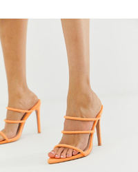 Sandali con tacco in pelle arancioni di Boohoo