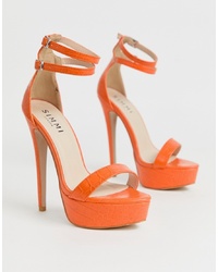 Sandali con tacco in pelle arancioni di SIMMI Shoes