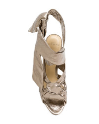 Sandali con tacco in pelle argento di Alexandre Birman