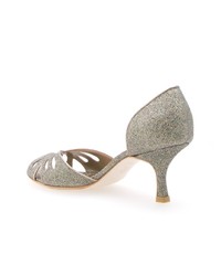Sandali con tacco in pelle argento di Sarah Chofakian