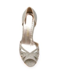 Sandali con tacco in pelle argento di Sarah Chofakian