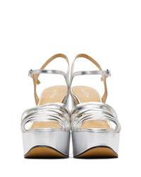 Sandali con tacco in pelle argento di Marc Jacobs