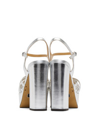 Sandali con tacco in pelle argento di Marc Jacobs