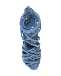 Sandali con tacco in pelle azzurri di Giuseppe Zanotti Design