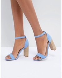 Sandali con tacco in pelle azzurri di ASOS DESIGN