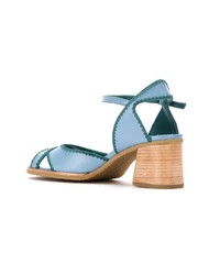 Sandali con tacco in pelle azzurri di Sarah Chofakian