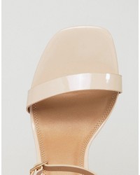 Sandali con tacco in pelle beige di Asos