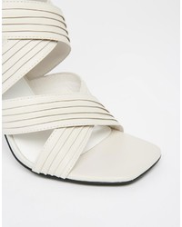 Sandali con tacco in pelle bianchi di Senso