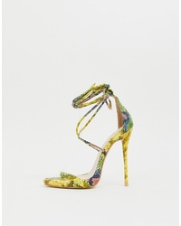 Sandali con tacco in pelle con stampa serpente multicolori di SIMMI Shoes