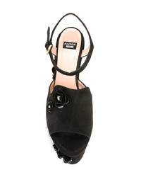 Sandali con tacco in pelle decorati neri di Boutique Moschino