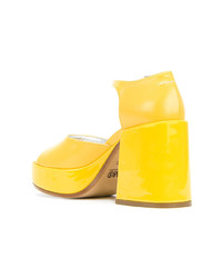 Sandali con tacco in pelle gialli di MM6 MAISON MARGIELA