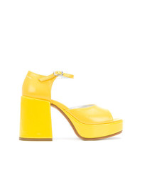 Sandali con tacco in pelle gialli di MM6 MAISON MARGIELA